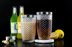 simpa 425ml Quilted Diamond Pattern Drinking Glasses, Set of 6