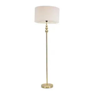 ValueLights Marissa Gold Stacked Ball Floor Lamp with Cream Boucle Shade - LED Bulb Included