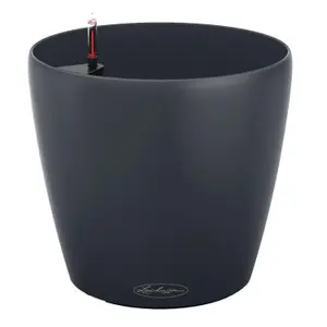 LECHUZA CLASSICO Color (Dia) 60cm Slate Grey Plastic Self-watering Large Round Planter D60 H55.5 cm