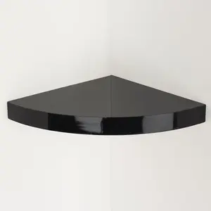 295mm floating hudson corner shelf kit, black high gloss