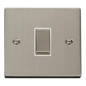 Stainless Steel 10A 1 Gang 2 Way Ingot Light Switch - White Trim - SE Home