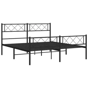 Berkfield Metal Bed Frame with Headboard and Footboard Black 135x190 cm 4FT6 Double