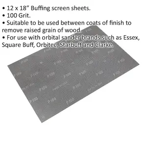 10 PACK - Mesh Orbital Screen Sheets - 12 x 18 Inch - 100 Grit - Orbital Sander