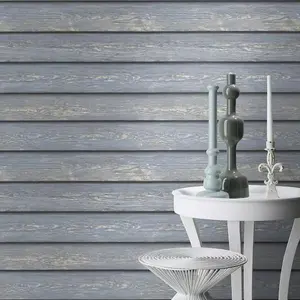 Rasch Rustic Wood Slat Light Blue Wallpaper Modern Textured Paste The Wall Vinyl