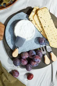 Maison by Premier Kindia White Fan Shaped Marble Cheese Board with 3 cutters