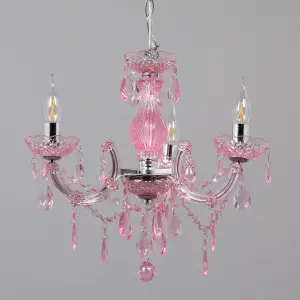 Litecraft Pink Marie Glow Kids 3 Light Chandelier