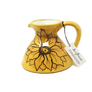 Sunflower Hand Painted Ceramic Yellow Kitchen Dining Flat Based Pourer Jug (H) 14cm