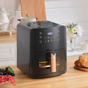 Black 5L Digital Air Fryer with Timer,Non-Stick Removable Basket