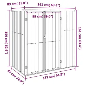 Berkfield Garden Tool Shed Grey 161x89x161 cm Galvanised Steel