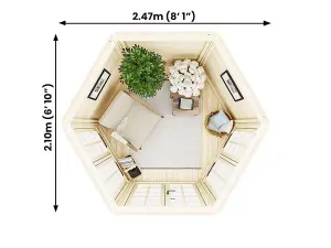 Dunster House Wooden Summerhouse 2.5 x 2 Metres Hexagonal Sun Room Vantage 250