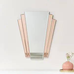 Melody Maison Pink Art Deco Fan Wall Mirror - 60cm x 48cm