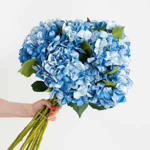 Blooming Artificial - 12 of Artificial Hydrangea Flower Stems - Indoor Use