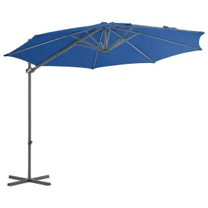 Berkfield Cantilever Umbrella with Steel Pole Azure Blue 300 cm