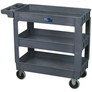 Heavy Duty 3-Tier Workshop Trolley with 83kg Capacity Per Shelf