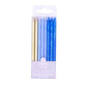 Pioneer Europe Glitter Candle (Pack of 16) Blue/Silver (One Size)