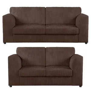 Luxor Jumbo Cord 3 + 2 Fabric Sofa Suite - Fullback Chocolate