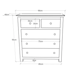 Maggiori 5 Drawer Chest of Drawers Wood Knob