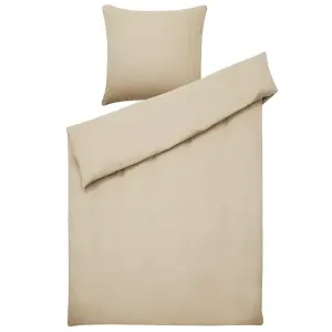 Duvet Cover Set AVONDALE 135 x 200 cm Cotton Sateen Beige