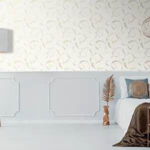 Superfresco Athena White/gold Smooth Wallpaper Sample