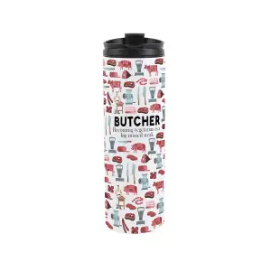 Butcher Travel Mug - Novelty Trades Gift Stainless Steel Vacuum-Sealed Double-Walled Hot/Cold Drinks Travel Flask