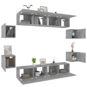 Berkfield 8 Piece TV Cabinet Set Grey Sonoma Engineered Wood