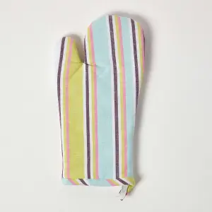 Homescapes Cotton Osaka Green Oven Mitt