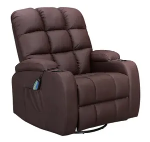 WestWood Leather Massage Recliner Chair Sofa Rocking Swivel Armchair Remote Control Brown