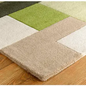 Melrose Lexus Green Soft Natural Wool Low Pile Small Area Rug 090/150cm