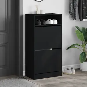 Berkfield Shoe Cabinet Black 60x34x116 cm Engineered Wood