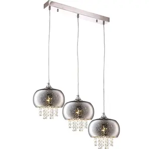 Milagro Starlight Chrome Pendant Lamp 3XE14 A Stunning Range With 22CM Glass Shades Housing Chrome Fitments And Gorgeous Crystals