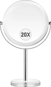 MIYADIVA 20X Magnifying Makeup Mirror,Double Sided 1X & 20X Magnifying Mirror With Stand,Magnifying Mirror 20X,Tabletop Magnified Vanity Mirror With