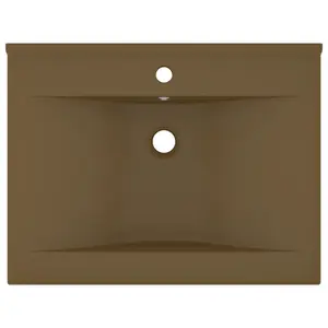 Belfry Bathroom Grenkie 600mm L x 460mm W Ceramic Rectangular Sink with Overflow Cream