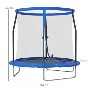 SPORTNOW 8ft Outdoor Trampoline with Safety Enclosure Net, Blue