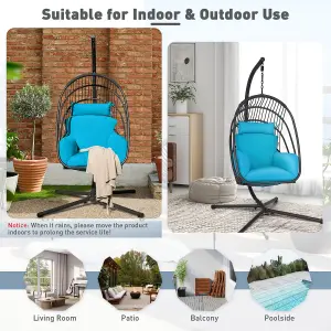 Costway Swing Hanging Egg Chair W/ Stand Hammock Chair W/ Soft Cushion Garden Patio Seat