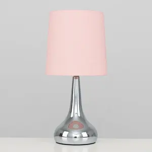 Chasse Metal Table Lamp (Set of 2) Chrome Base / Dusky Pink Shade / Not Included