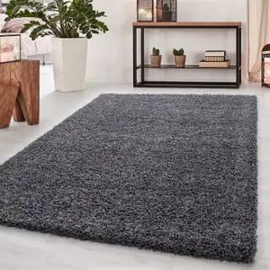 Abaseen 160x230 cm Dark grey Thick Pile Soft Shaggy Modern Rug