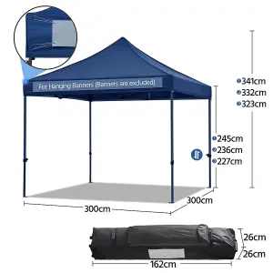 Yaheetech Navy Blue 3x3m Heavy Duty Pop Up Gazebo