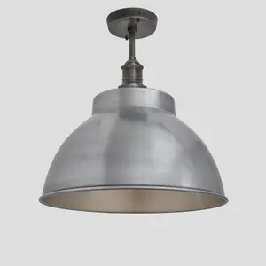 Industville Brooklyn Dome Flush Mount, 13 Inch, Light Pewter, Pewter Holder