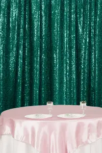 Neel Blue Shiny Fabric Sequin Backdrop Glitter Curtain, Emerald Green - 4ft x 9ft