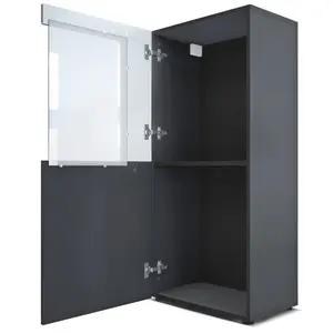 Killion Display Cabinet Black/Oak Rough Sawn / With white LED lighting