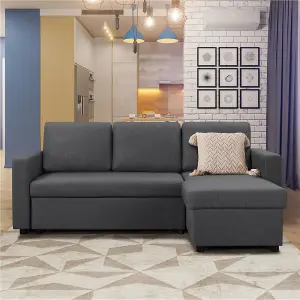 Yaheetech Dark Grey Reversible Sectional Sofa with Chaise for Limited Spaces