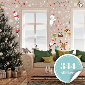 Santa's friends with Snowflakes in Candyland Christmas Wall Stickers Living room DIY Home Decorations