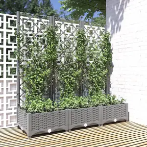 Berkfield Garden Planter with Trellis Light Grey 120x40x121.5 cm PP