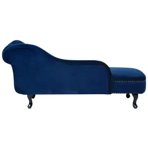 Right Hand Chaise Lounge Velvet Navy Blue NIMES