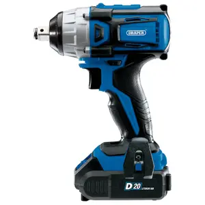 Draper  D20 20V Brushless Impact Wrench, 1/2" Sq. Dr., 250Nm, 2 x 2.0Ah Batteries, 1 x Charger 55343