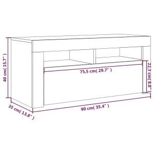 vidaXL TV Cabinet with LED Lights Grey Sonoma 90x35x40 cm