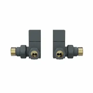 Rinse Bathrooms Modern Corner Towel Radiator Valves Square Twin Pack 1/2" x 15mm Anthracite