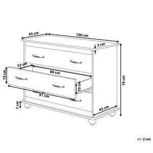 Beliani Rustic 3 Drawer Chest White EVERETT