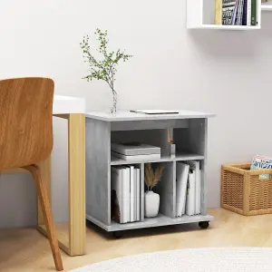 Berkfield Rolling Cabinet Concrete Grey 60x45x60 cm Engineered Wood