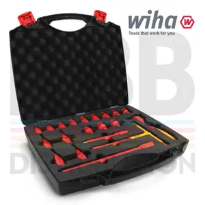 Wiha Electrician Ratchet Set 3/8 Inch 21 Piece VDE Insulated Hex Nut Drive 43023